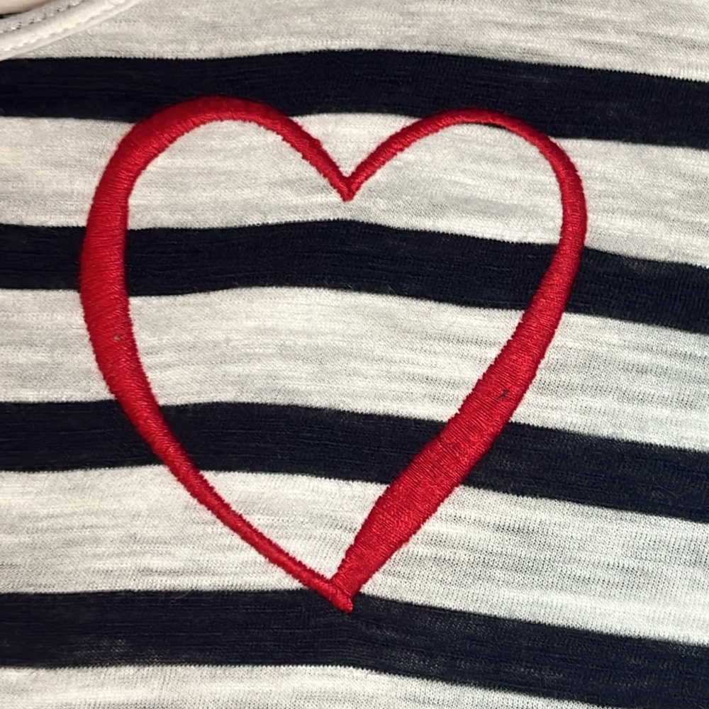 LOFT Striped Heart Top, Size M - Picture 2 of 5